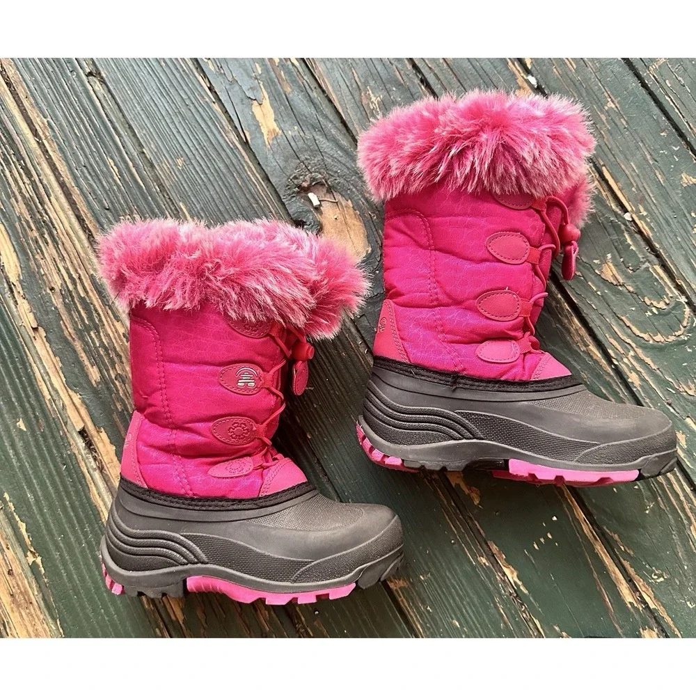 Kamik Kids Girls snow Boots Size 10 Fushia Lace Up  1 Pink Faux Fur